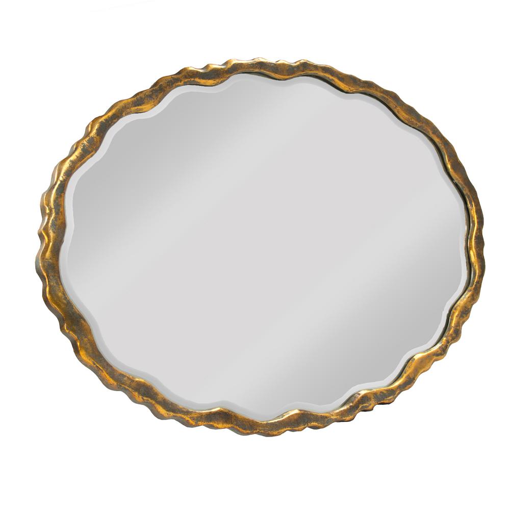 Zentique Aime Scalloped Oval Distressed Gold Mirror EZT150765 - The ...