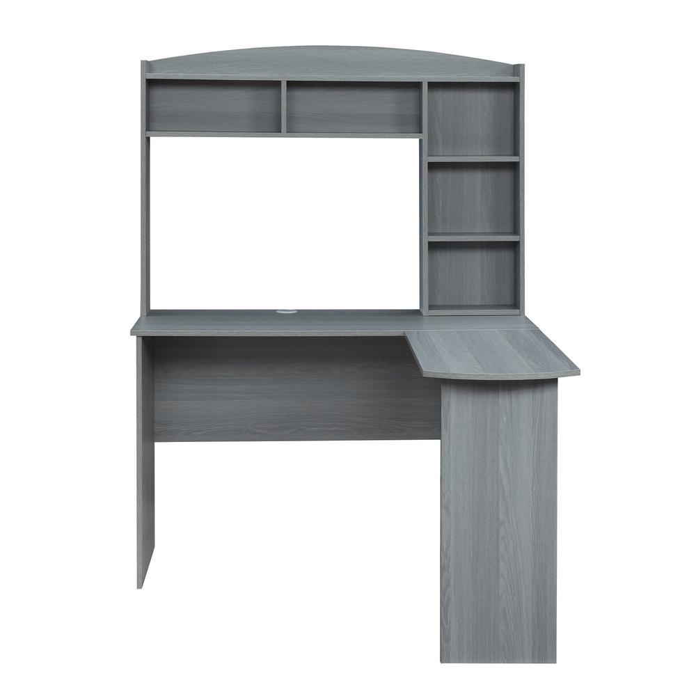 Techni Mobili Modern Grey L Shaped Desk With Hutch Rta 8410 Gry