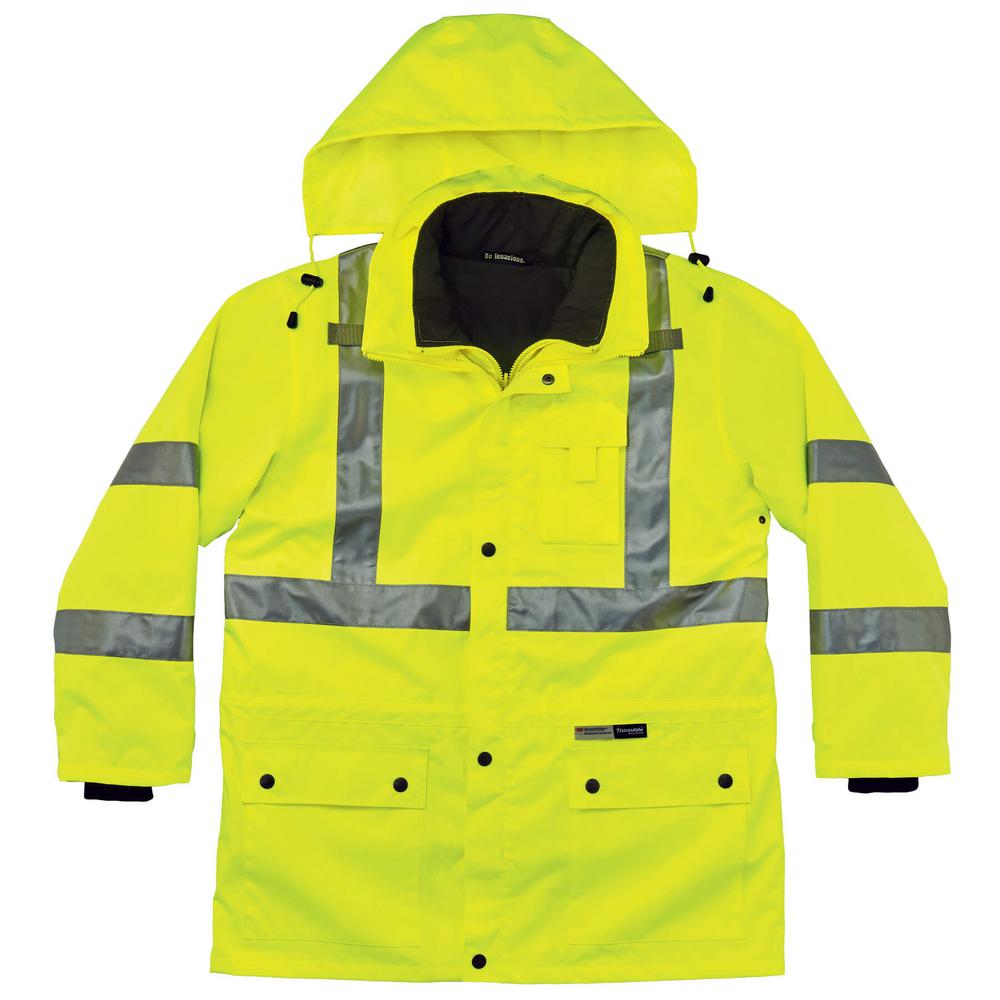 Ergodyne GloWear 8386 High Visibility Reflective Outer Rain Shell Jacket Medium Lime