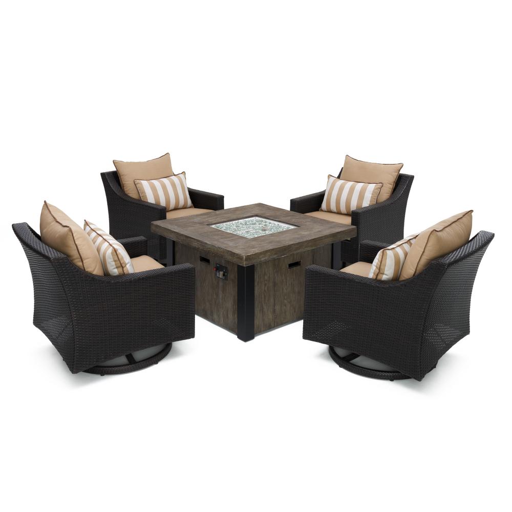 RST Brands Deco Motion 5-Piece Wicker Patio Fire Pit Conversation Set with... by RST Brands