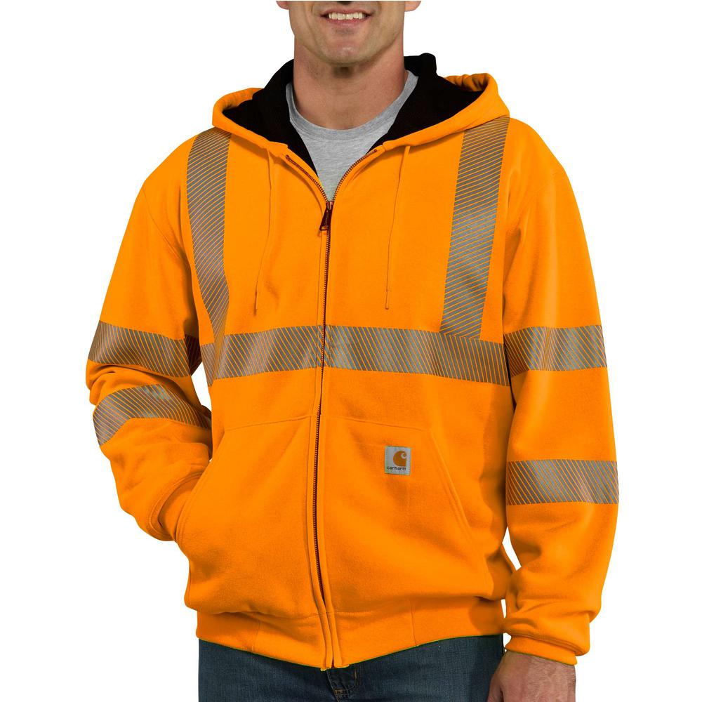 Carhartt Men's Extra Large Brite Orange Polyester High Visibility Zip ...