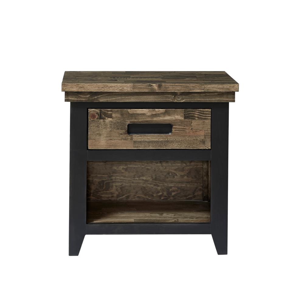 Progressive Furniture Renegade 1 Drawer Black And Honey Nightstand 25 In X 25 In X 15 In B607 43 The Home Depot