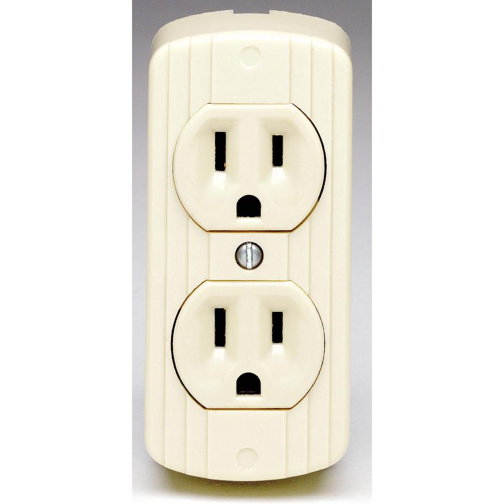 Leviton 15 Amp Grounding Double Surface Mount Outlet, Ivory91I The