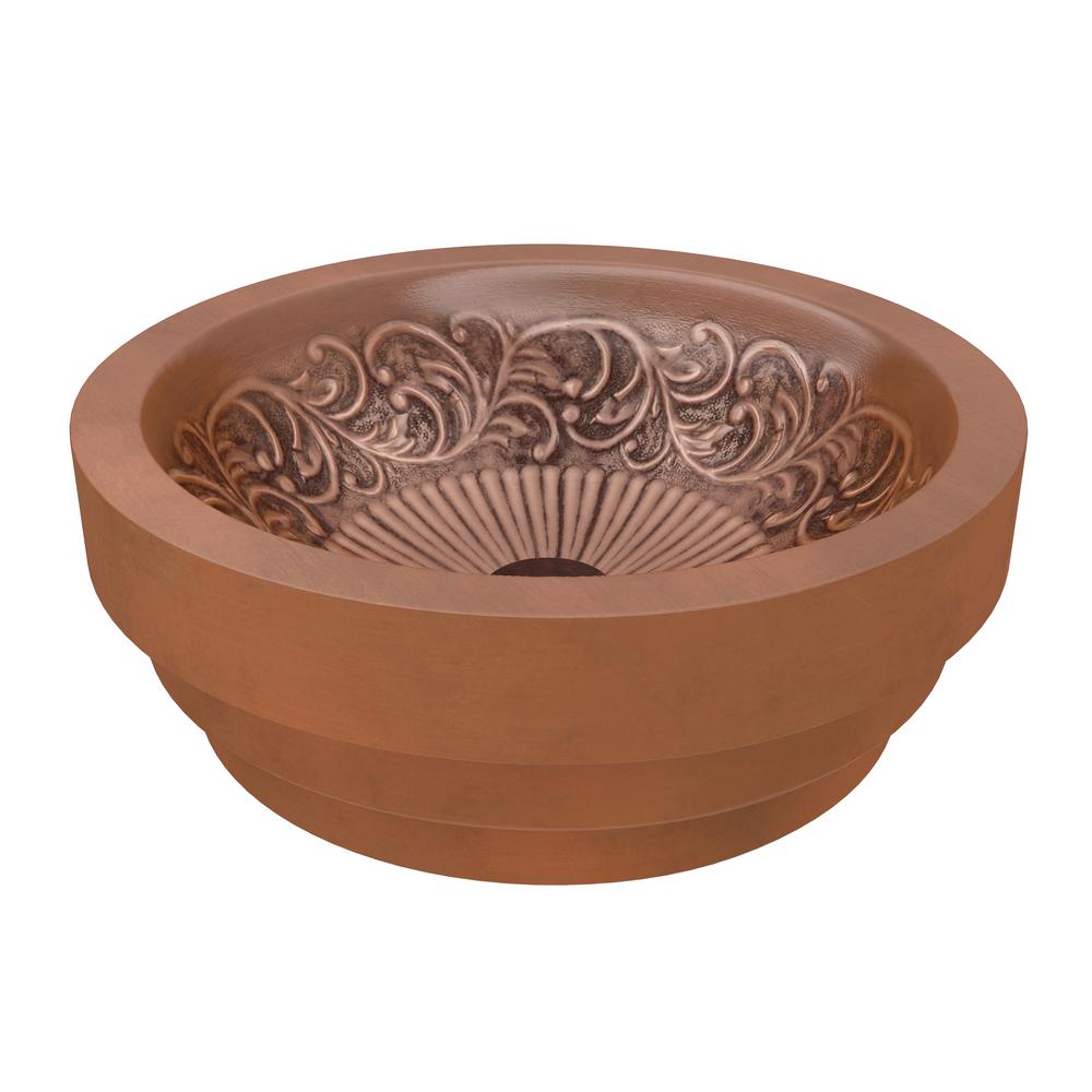 ANZZI Thessaly 17 in. Handmade Vessel Sink in Polished Antique Copper with Floral Design Interior was $460.99 now $368.79 (20.0% off)