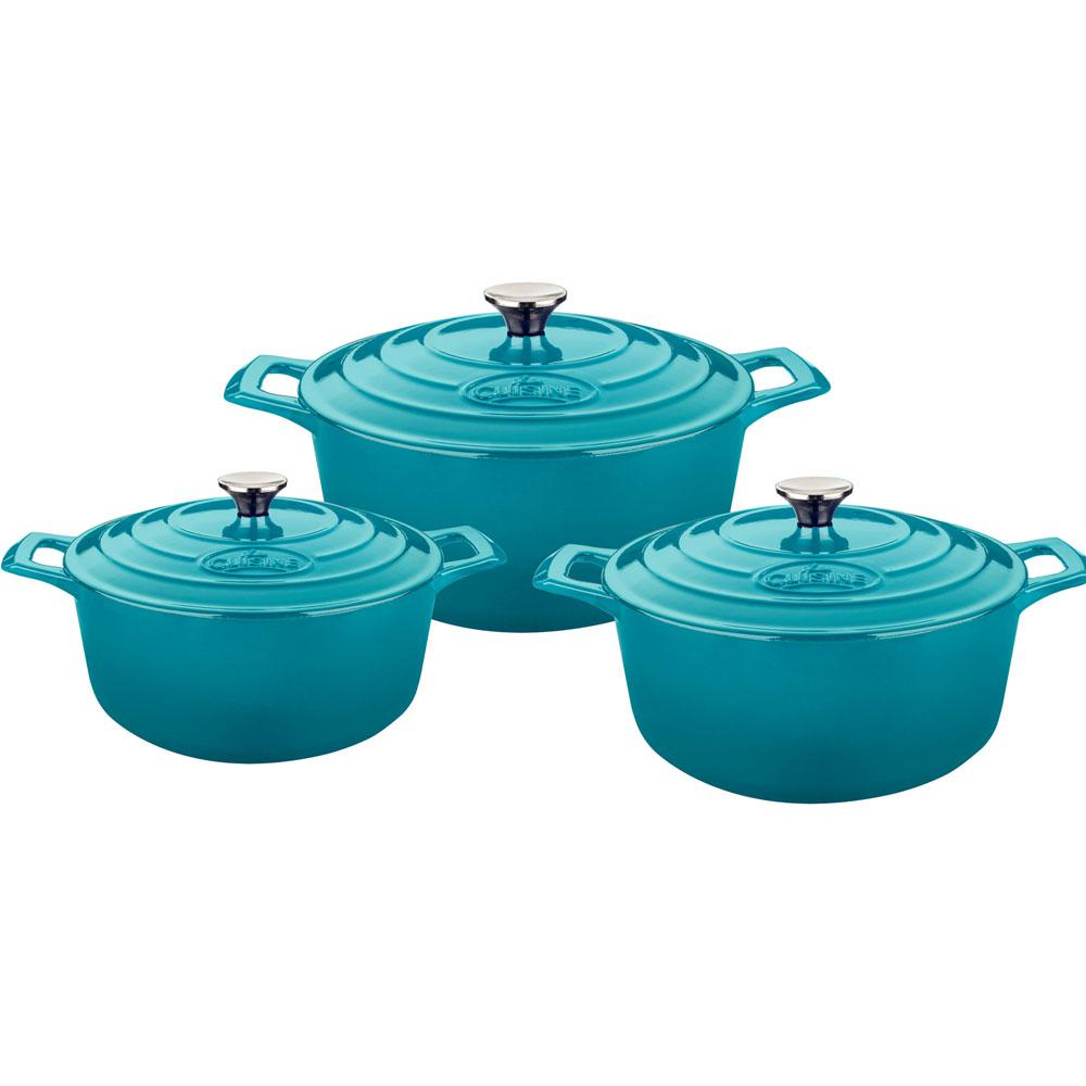 La Cuisine 6-Piece Cast Iron Round Casserole Set with Enamel Finish in