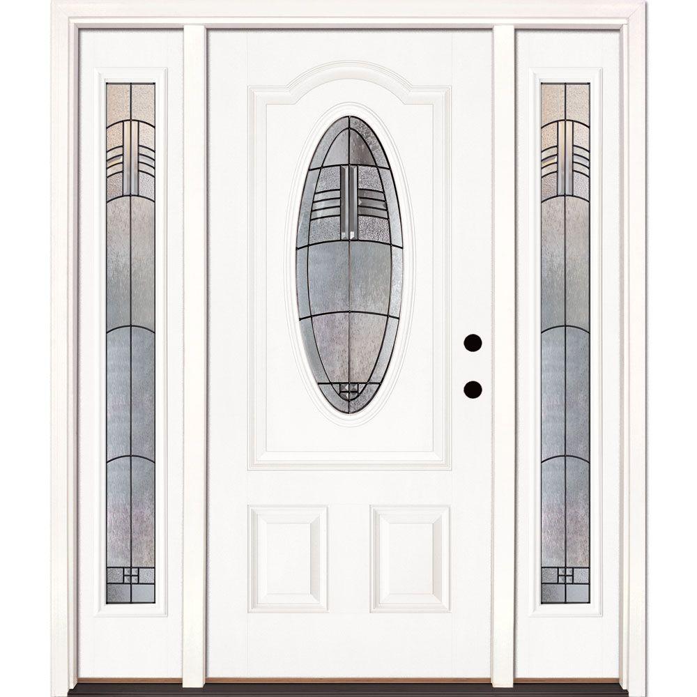 Beach Style Single Door With Sidelites Front Doors Exterior 67 5 In X81 625 Rochester Patina 3 4 Oval Lt Unfinished