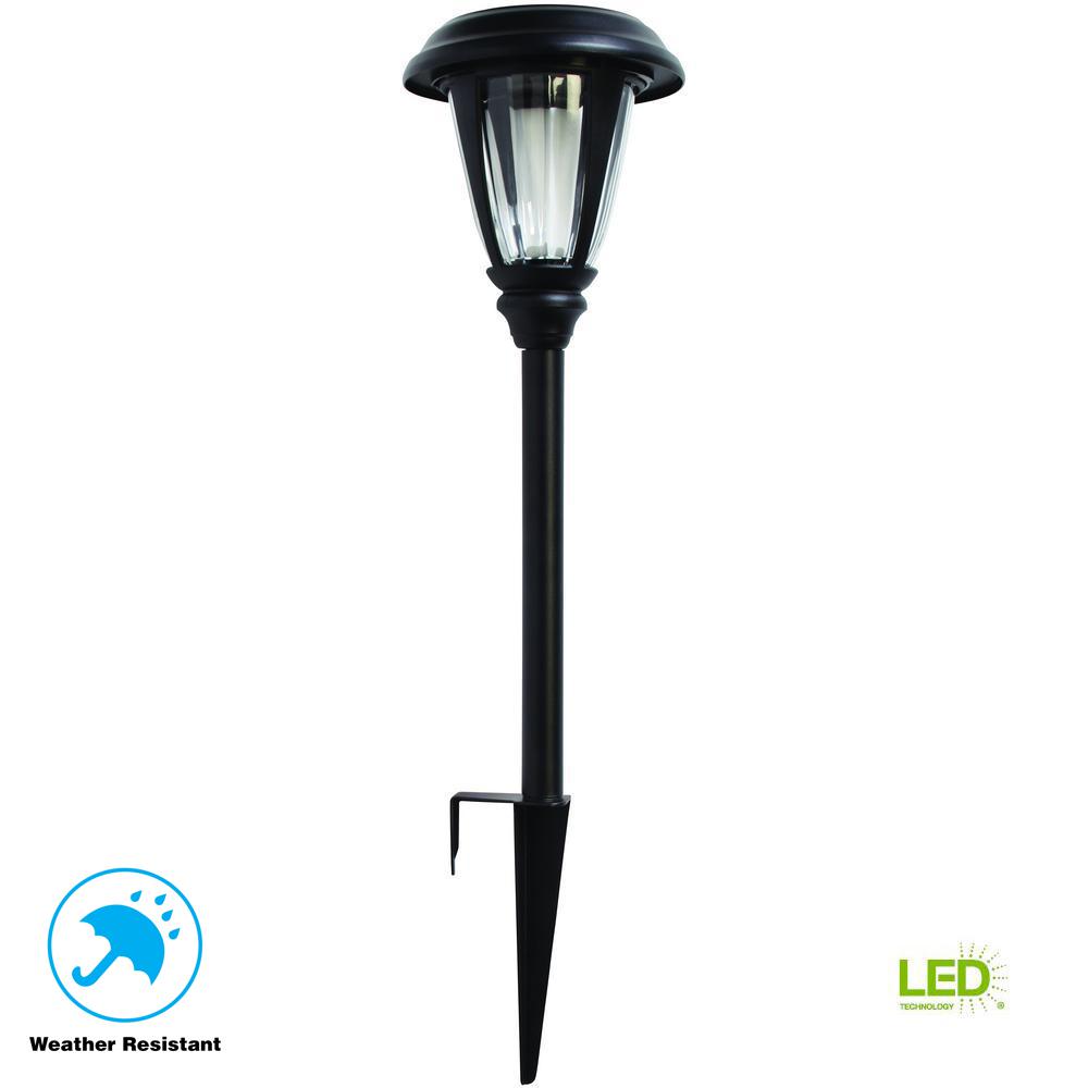Landscape Lighting Outdoor The Home Depot Solar Black Outdoor Integrated Led 3000k 30 Lumens Landscape Path Light With Glass Lens