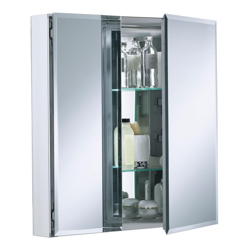 Kohler Double Door 25 In W X 26 In H X 5 In D Aluminum Cabinet With Square Mirrored Door In Silver K Cb Clc2526fs The Home Depot