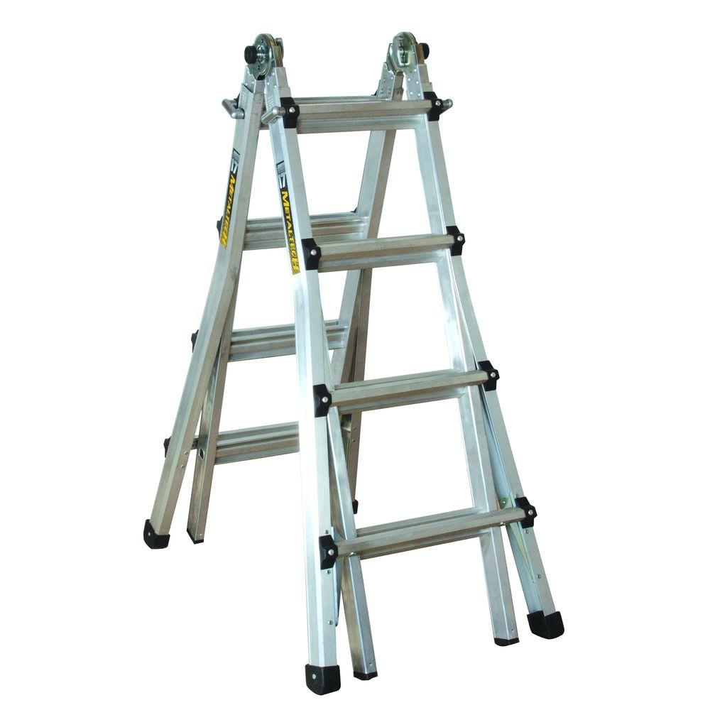 Werner 26 ft. Aluminum Telescoping Multi-Position Ladder with 300 ...