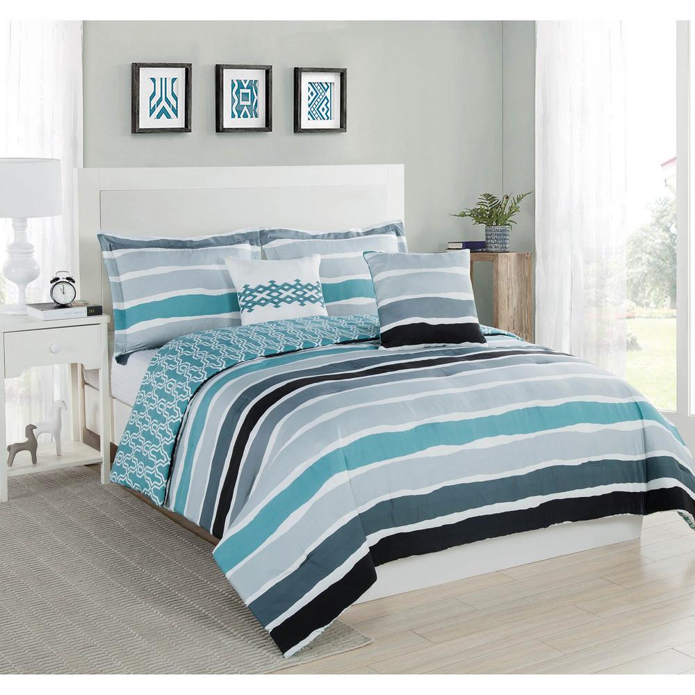 Tie Dye Queen Bedding Designs Studio 17 Tie Dye Stripe Aqua Ivory 5 Piece Full Queen Comforter Set