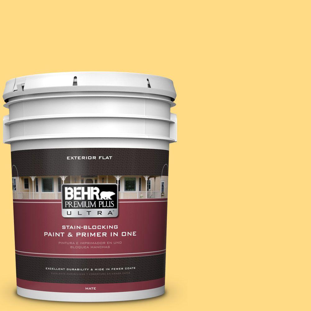 BEHR Premium Plus Ultra 5gal. P2904 Spirited Yellow Flat Exterior