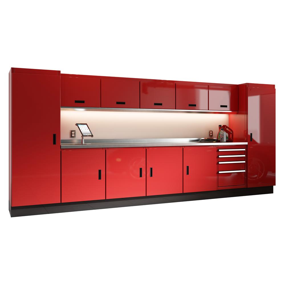 Red Garage Cabinets Storage Systems The Home Select Series 75 In H X 168 W 22 D