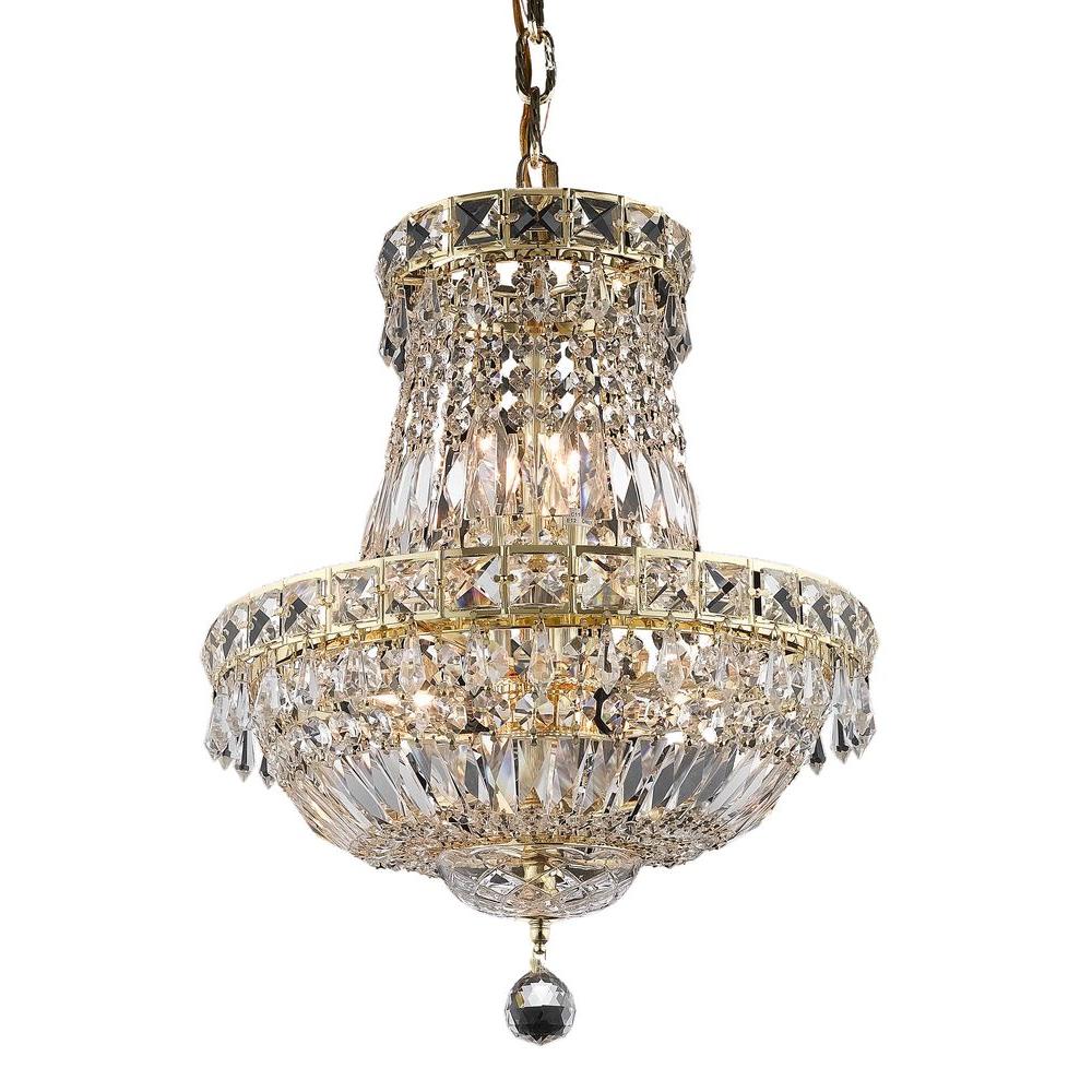 Elegant Lighting 6-Light Gold Pendant with Clear Crystal-EL2528D14G/RC ...