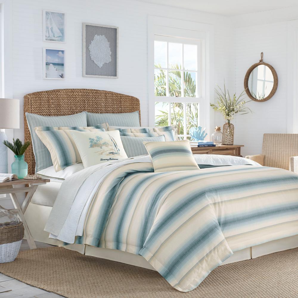 Tommy Bahama La Prisma 4 Piece Stripe Blue King Comforter Set La Prisma 4 Piece Stripe Blue King Comforter Set By Tommy Bahama