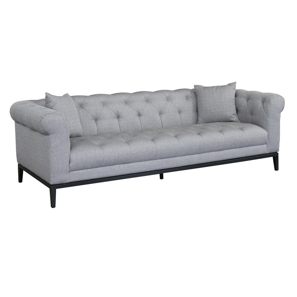 Armen Living Glamour Grey Fabric Sofa Lcgl3gr The Home Depot Armen Living Glamour Grey Fabric Sofa