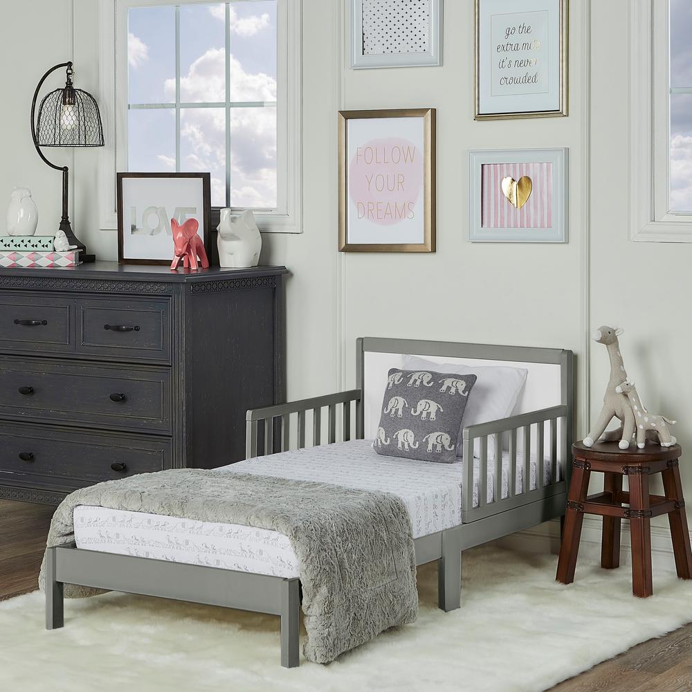 Kids Bedroom Furniture The Home Depot Brookside Steel Grey And White Toddler Adjule Bed
