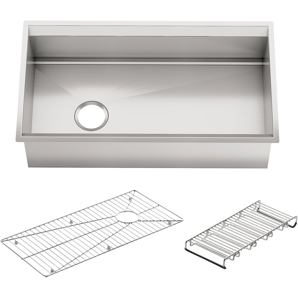 Kohler 8 Degree Undermount Stainless Steel 33 In Single Bowl Kitchen Sink Kit