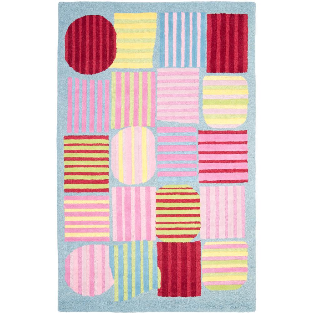 No Additional Features Striped Pink Kids Rugs