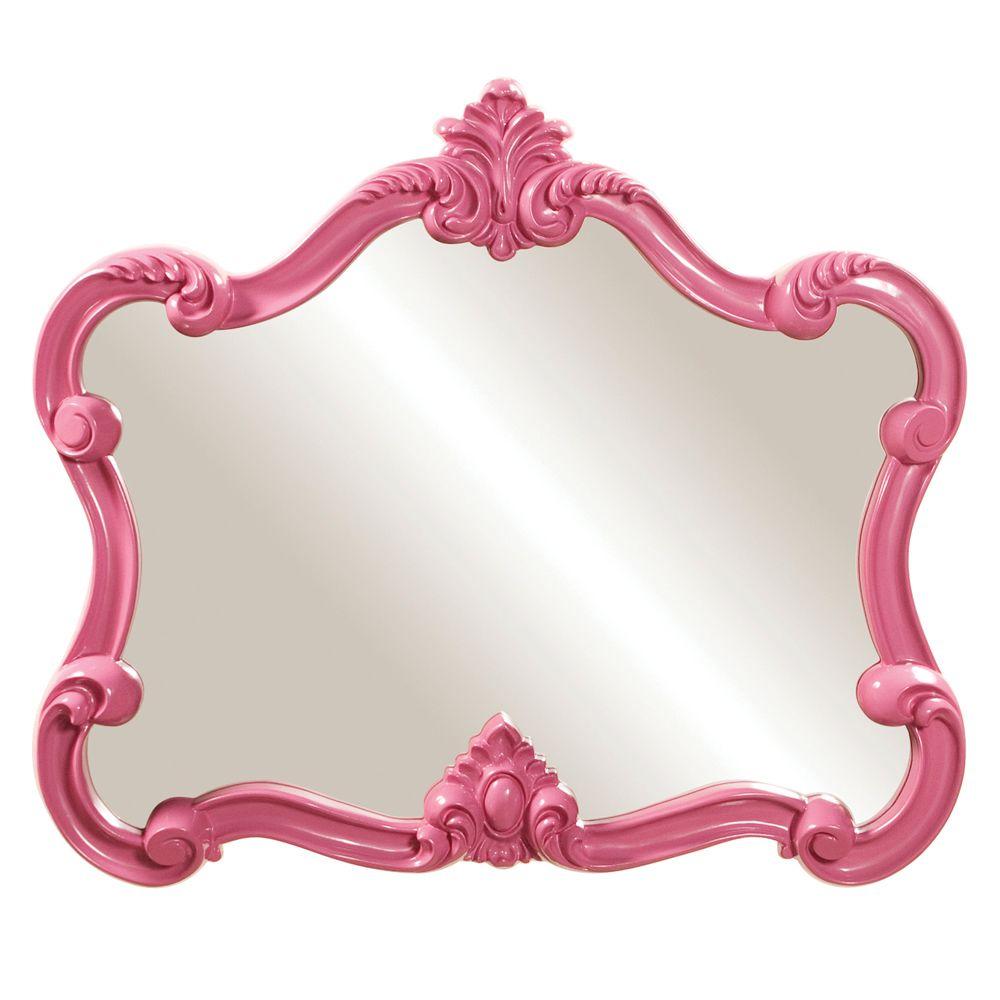 28 in. x 32 in. Glossy Pink Whimsical Framed Mirror-56030 - The Home Depot