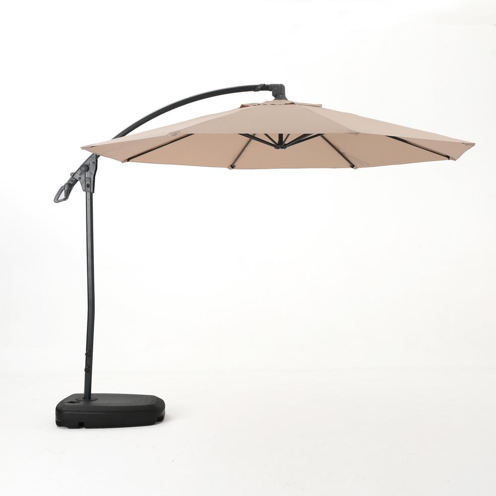 Outsunny 9 5 Ft Cantilever Market Outdoor Patio Umbrella In Khaki Canopy With 360 Degree Rotation Tilt Ability Crank Design 840 122 The Home Depot