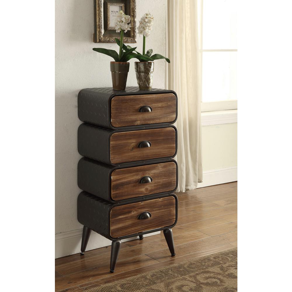 4D Concepts Urban loft 4 Rounded Drawer Chest Metal//Rustic Natural Pine