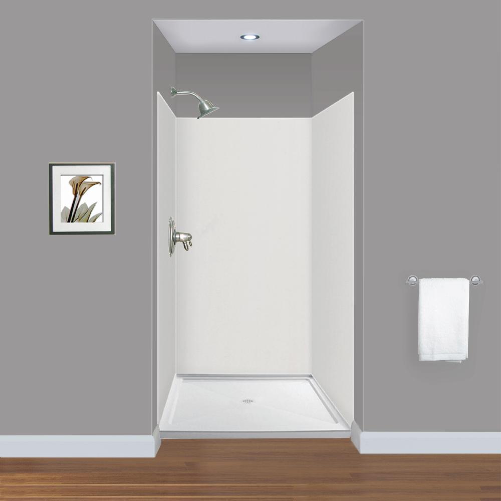 Transolid Expressions 42 in. x 42 in. x 72 in. 3Piece Easy Up Adhesive Alcove Shower Wall