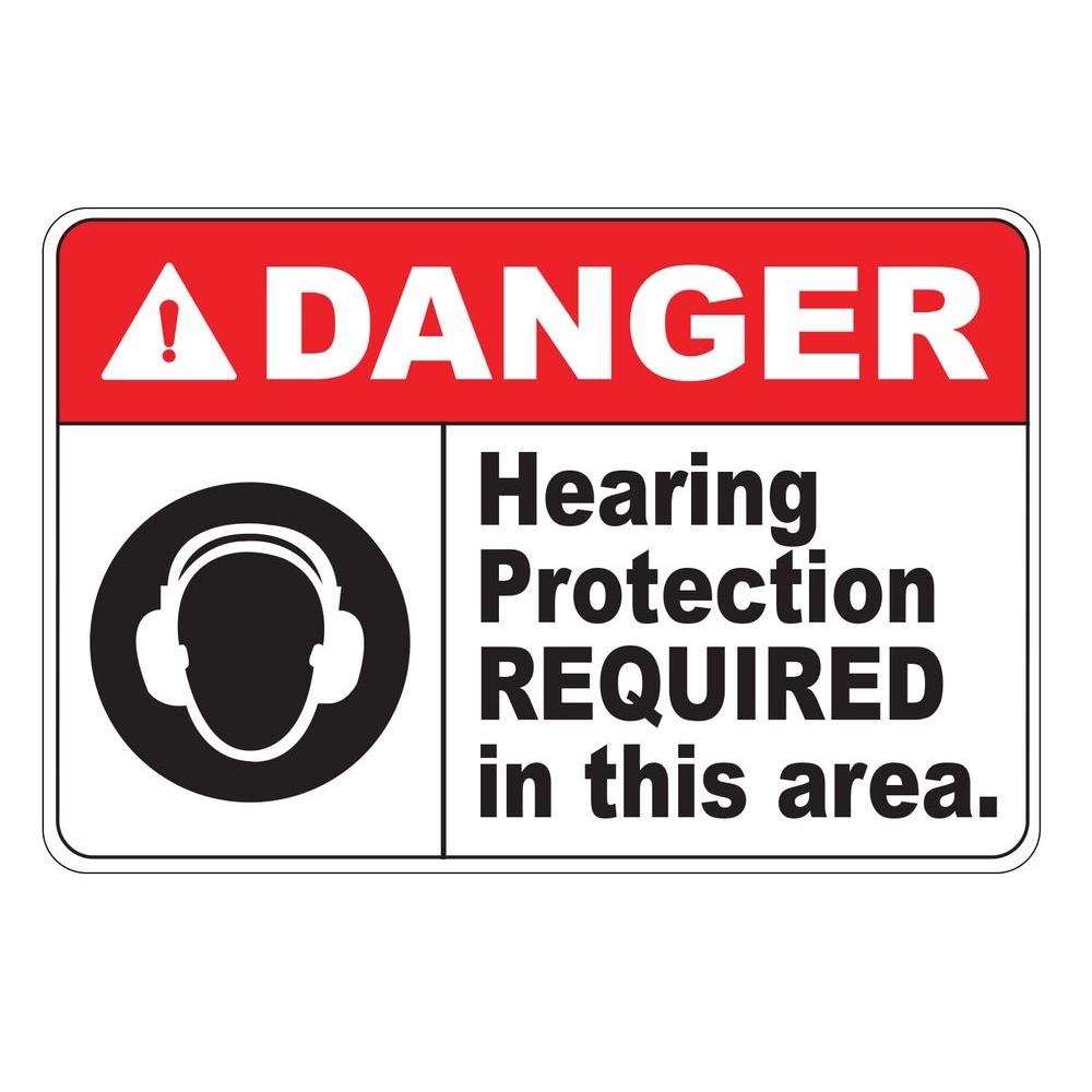 Rectangular Plastic Danger Hearing Protection Required Safety SignPSE