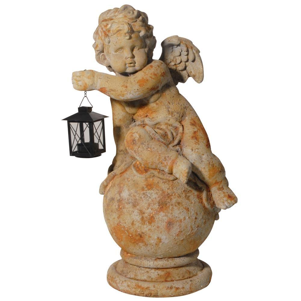 A & B Home 22 in. Gavreel Angel Sculptural Accent with Lantern-D75032 ...