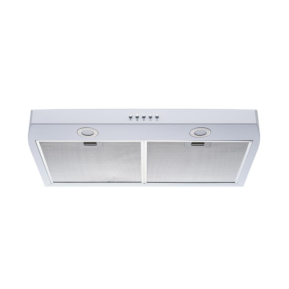 Winflo 30 in. 250 CFM Under Range Hood in White Color Steel