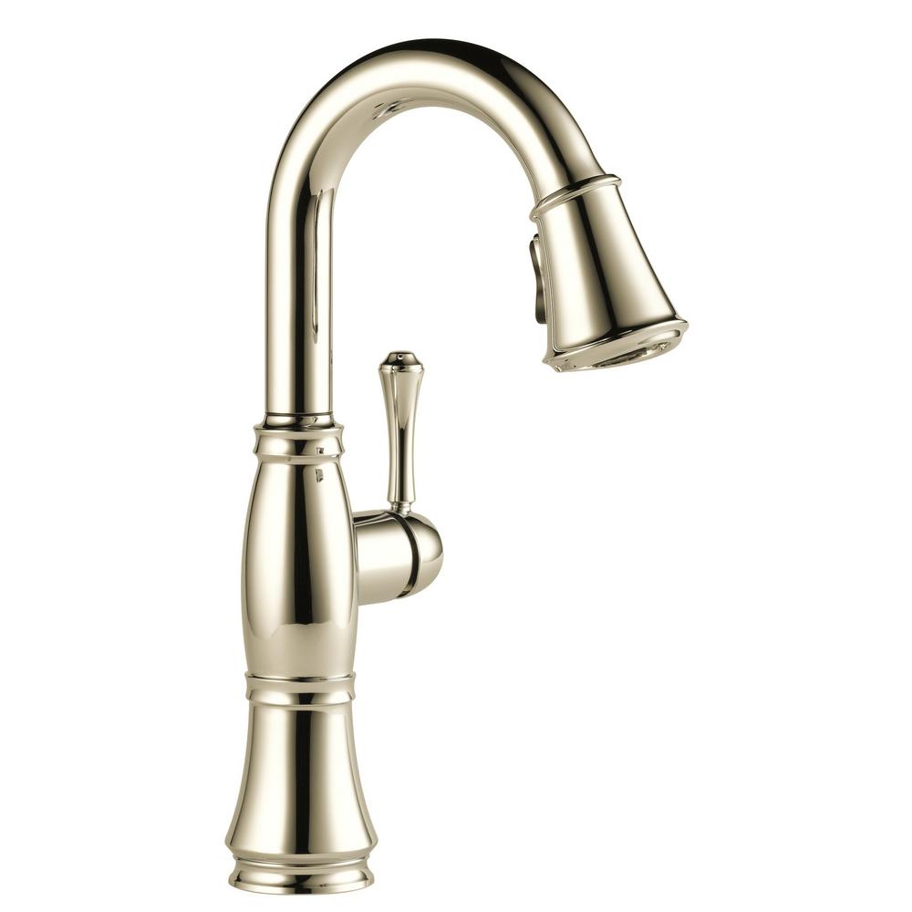 Nickel Bar Faucets Kitchen The Home Depot Cidy Single Handle Bar Faucet With Pull Down Sprayer In Polished Nickel
