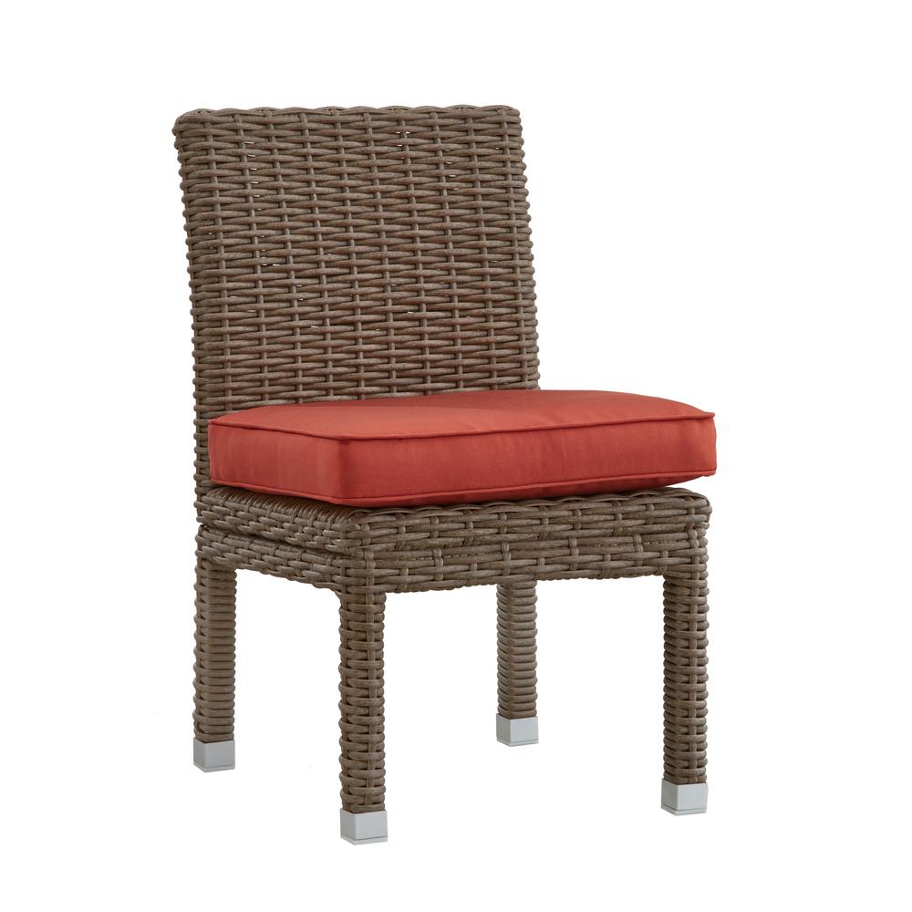 Homesullivan Camari Mocha Armless Wicker Outdoor Dining Chair With Homesullivan Camari Mocha Armless Wicker Outdoor Dining Chair With Red Cushion Set Of 2