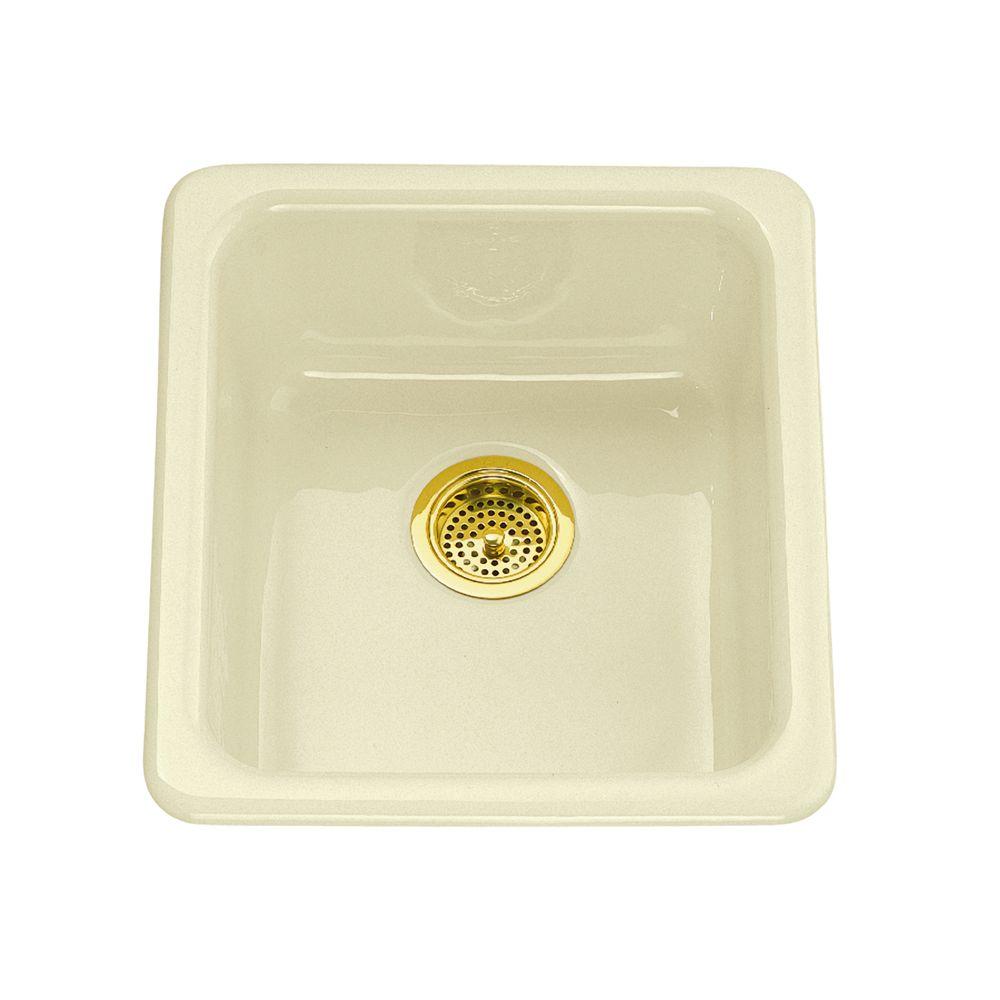 Kohler Iron Tones Drop In Undermount Cast Iron 17 In Single Basin Kitchen Sink In Biscuit