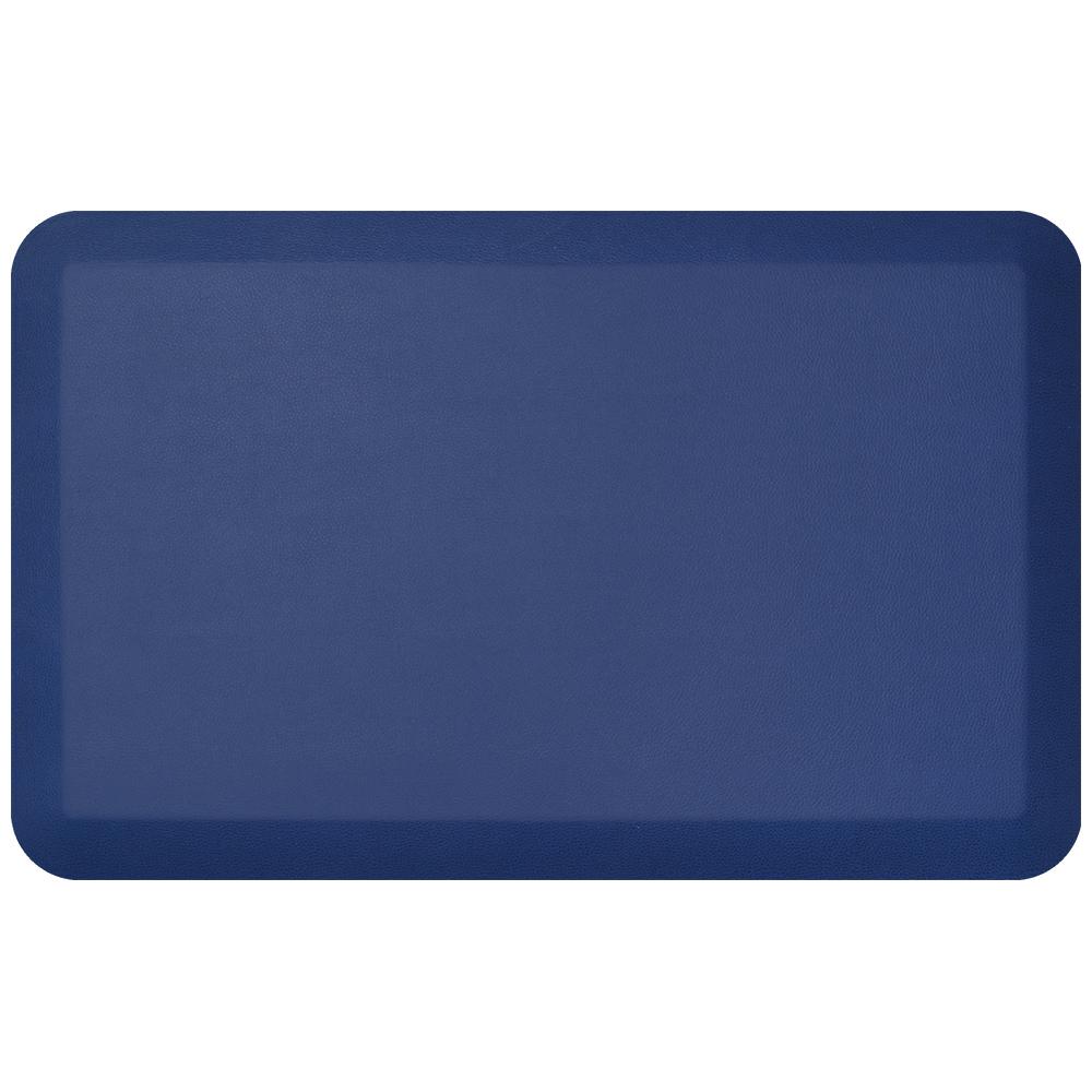 Newlife Designer Leather Grain Navy 20 In X 48 Anti Fatigue Comfort Kitchen Mat