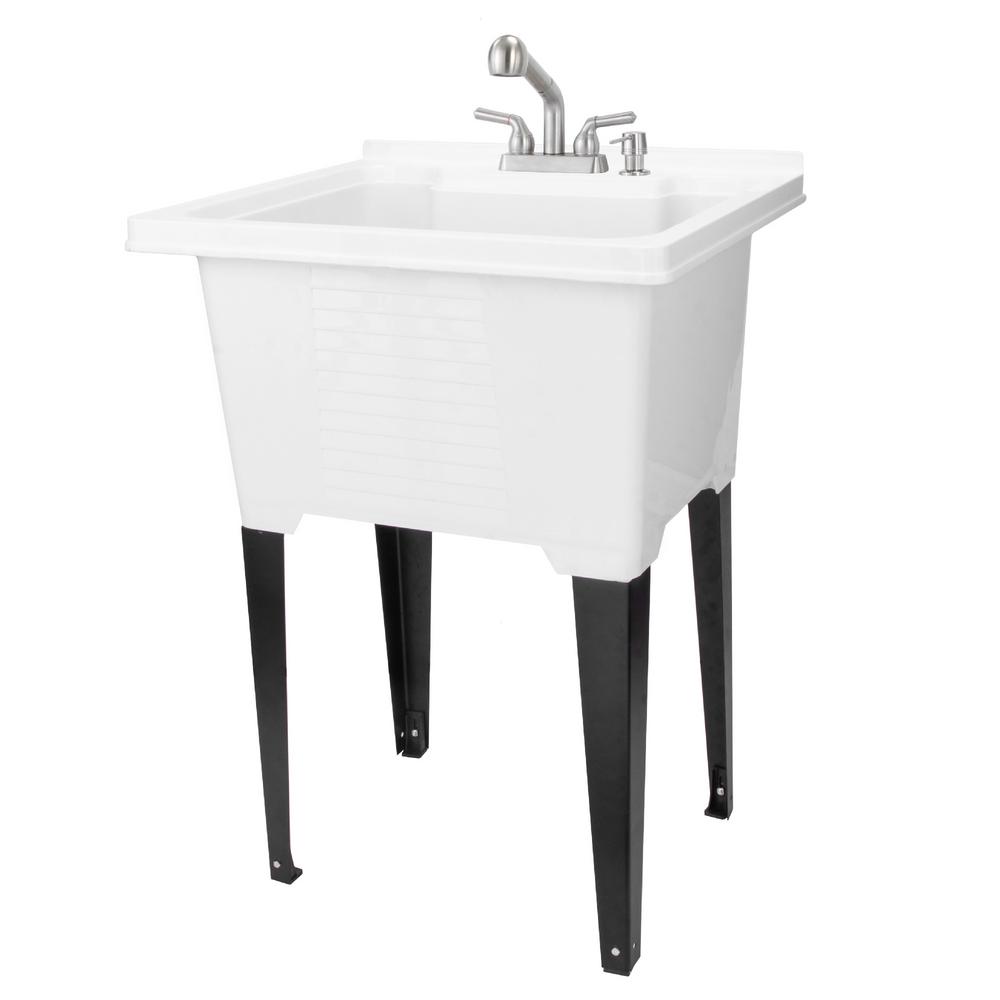 TEHILA 25 in. x 21.5 in. ABS Plastic Freestanding Utility Sink in White ...