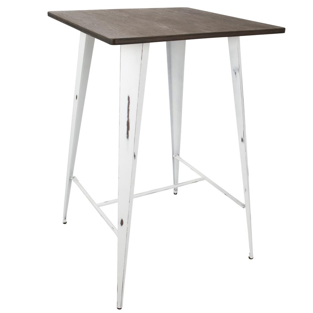 Pub 37 In White Wood Kitchen Dining Tables Oregon Vintage White And Espresso Pub Table