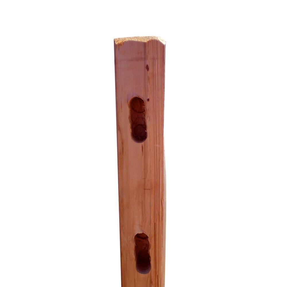 4 in. x 4 in. x 5.3 ft. CedarTone PressureTreated Pine 2Hole End