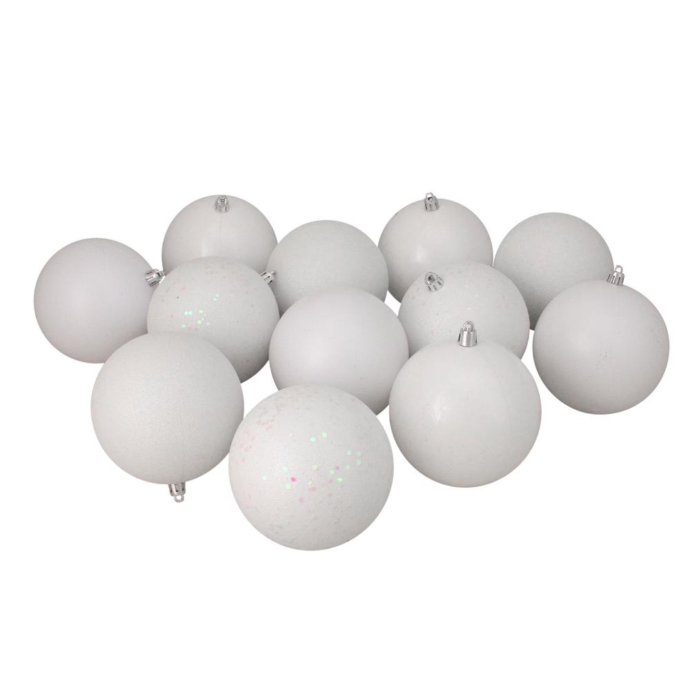 Northlight Winter White Shatterproof 4-Finish Christmas Ball Ornaments (12-Count)-31755235 - The