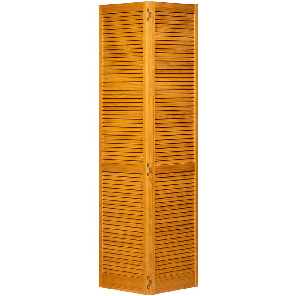 Kimberly Bay 36 In. X 80 In. Traditional Louver Golden Oak Solid Core ...