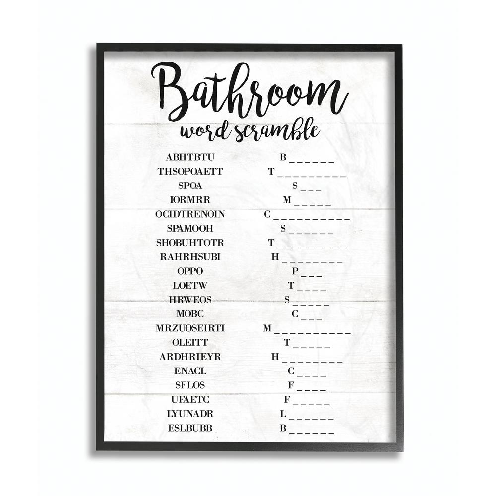 Stupell Industries 11 in. x 14 in. "Bathroom Word Scramble Black And