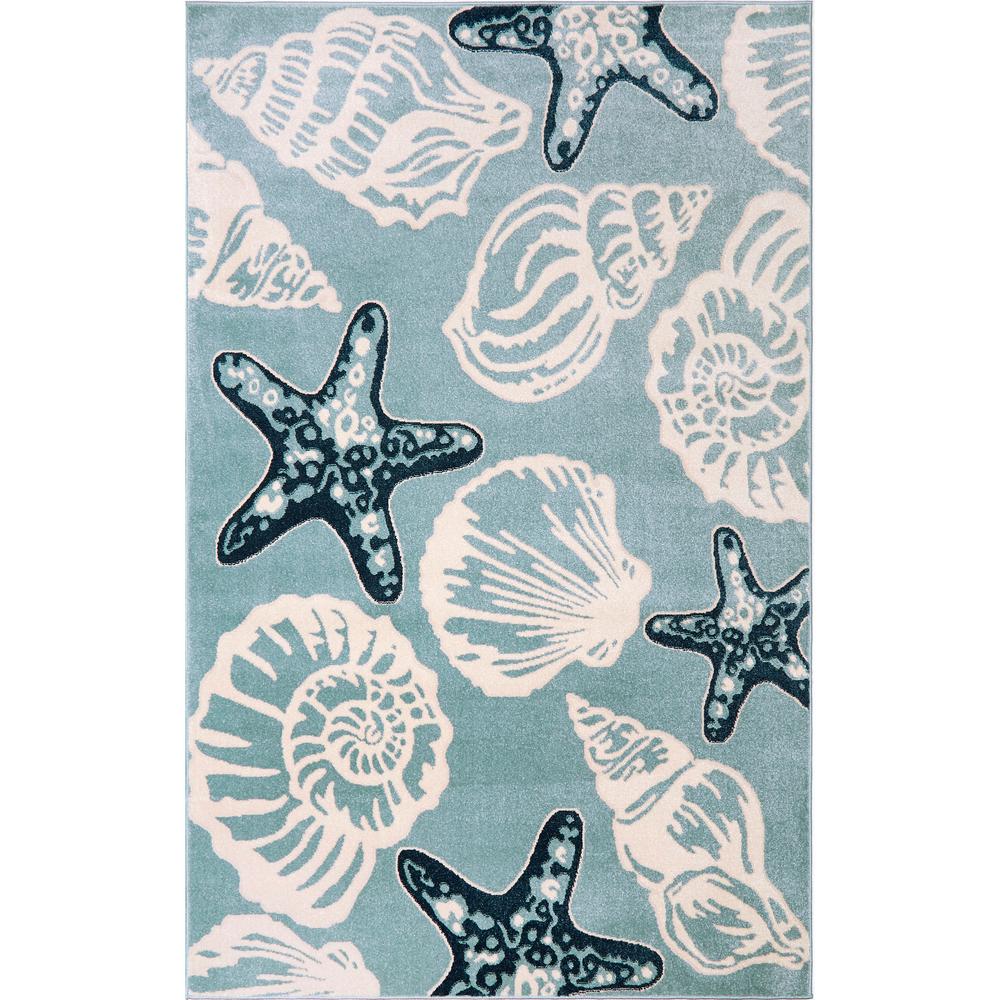 Home Dynamix Bazaar Blue Seashell 7 ft. 10 in. x 10 ft. 2 in. Indoor