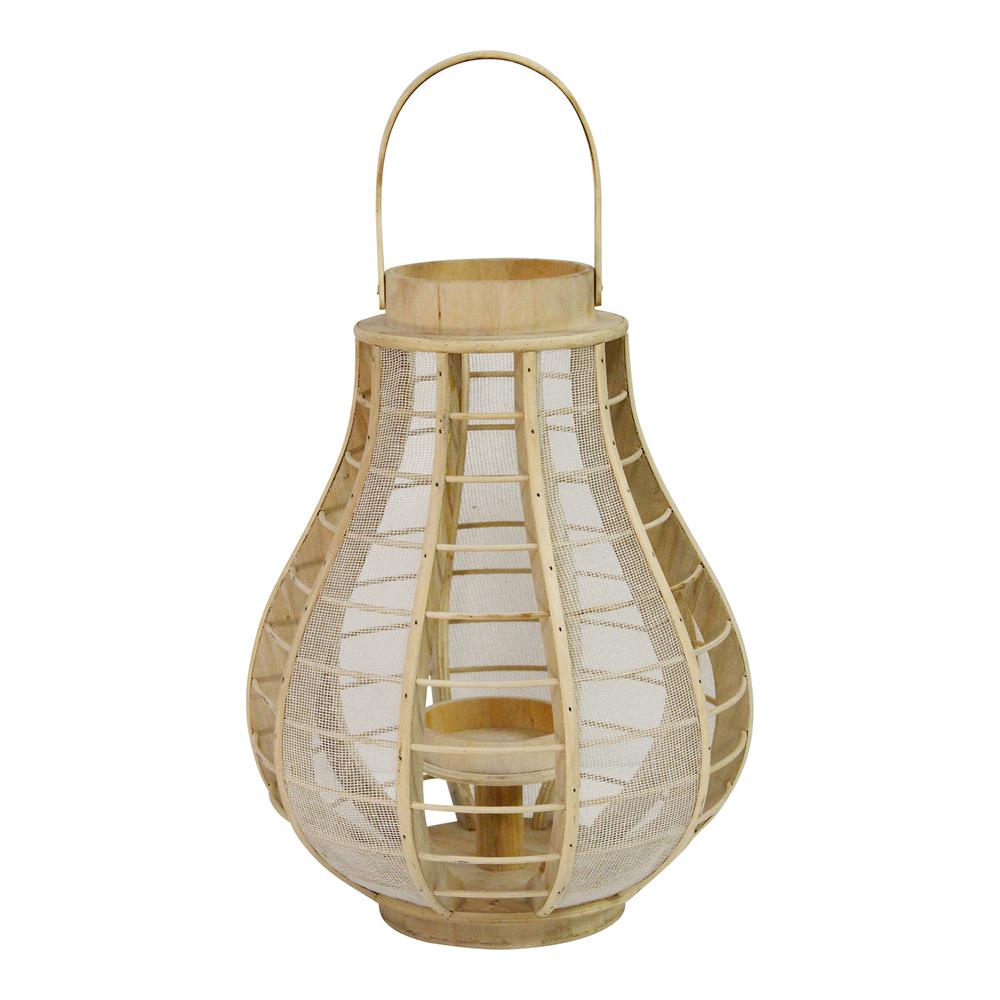 Stratton Home Decor Wood and Burlap Mesh Candle Holder Lantern-S29 - The  Home Depot