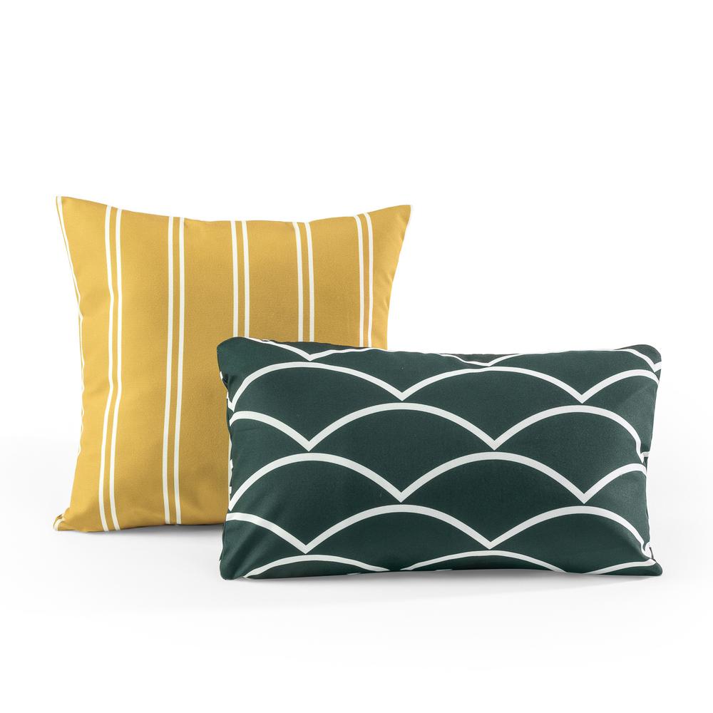 Zinus Tecoria Mustard and Everglade Mixed Pattern square ...