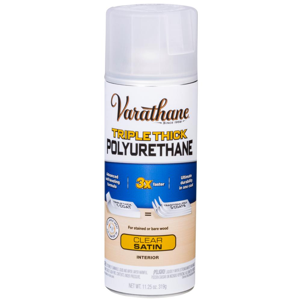 Varathane 11 Oz Clear Satin Triple Thick Polyurethane Spray 318286   Varathane Polyurethane Wood Finish 318286 64 1000 