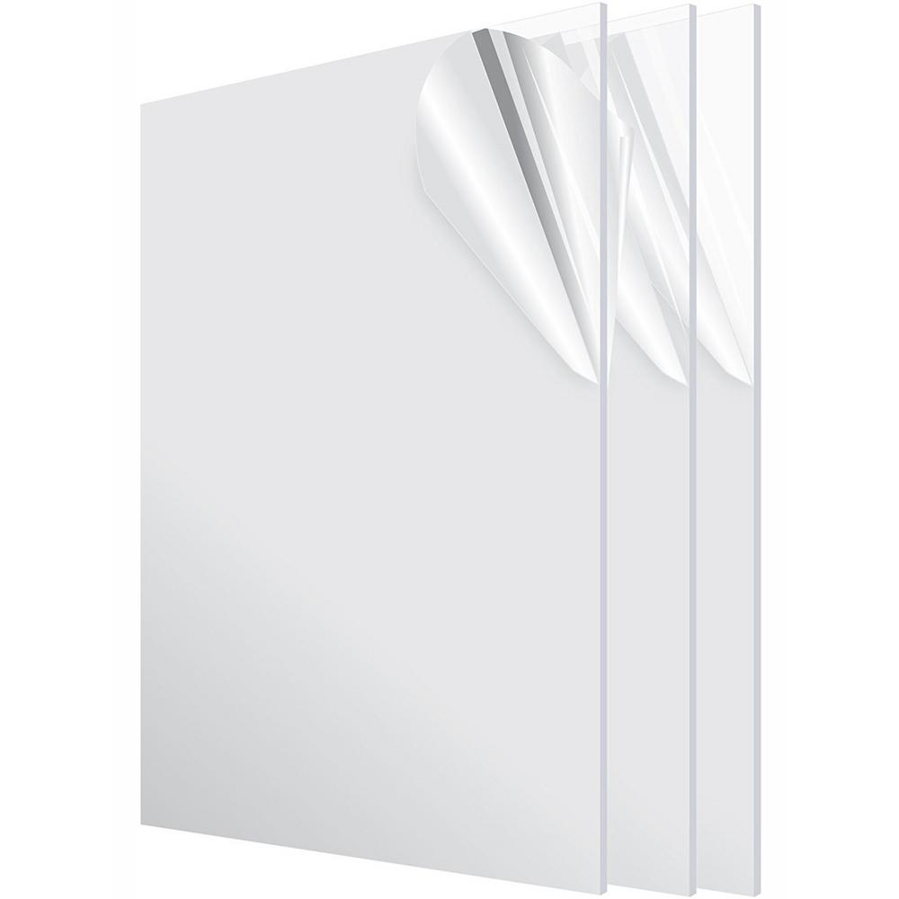 Adiroffice 24 In X 24 In X 1 8 In Clear Water Proof Plexiglass Acrylic Sheet 3 Pack 2424 3 C The Home Depot