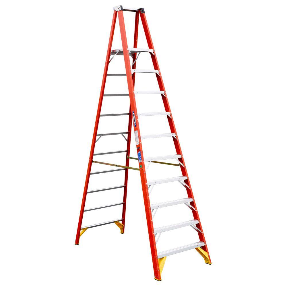 Fiberglass Folding 300 Lbs Podium Step Ladder Werner 10 Ft Type IA Duty ...