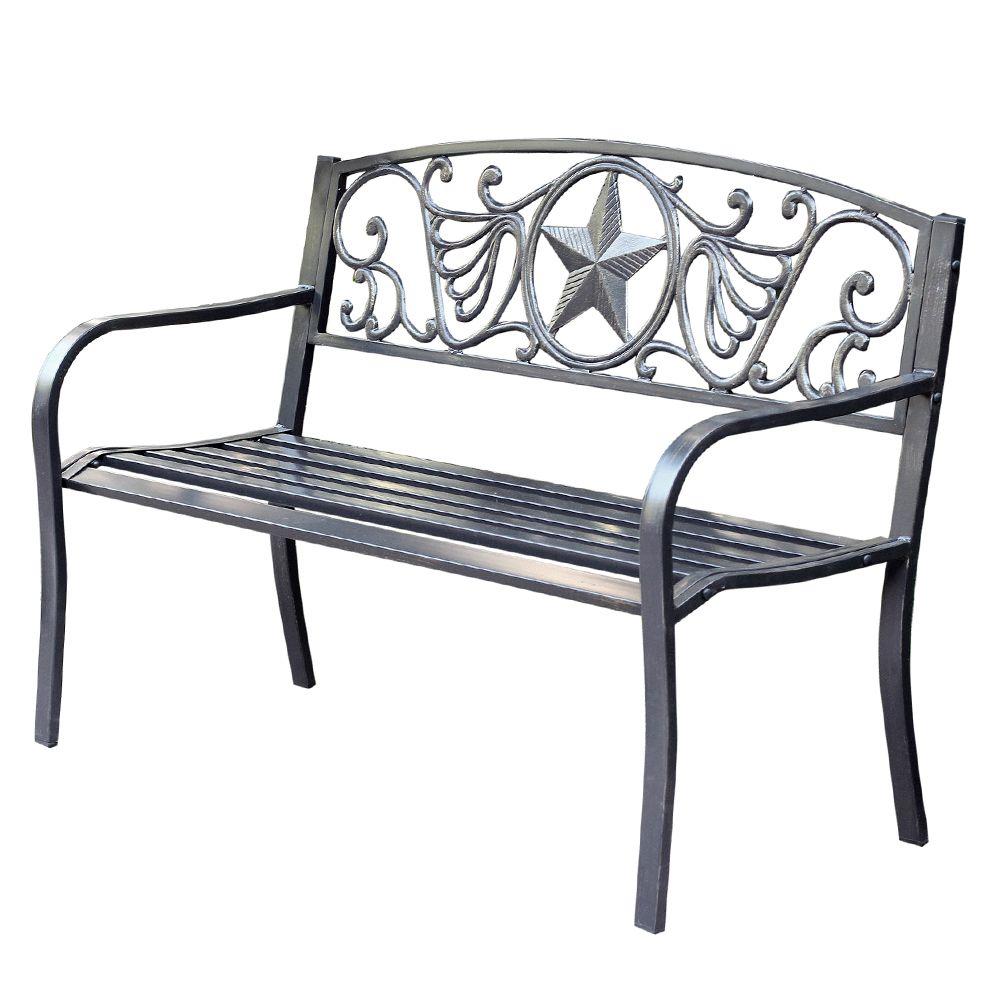 Jeco 50 In Star Curved Back Steel Park Bench PB005 The