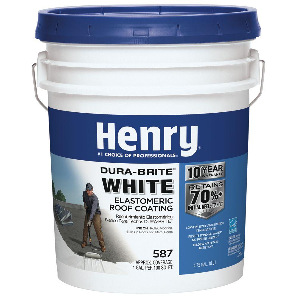 Henry 4.75 Gal. 587 100 Acrylic DuraBrite White Elastomeric Roof Coating (24Piece)HE587072