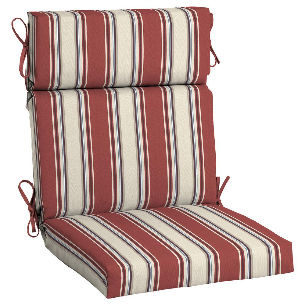 Hampton Bay 21.5 in. x 24 in. Chili Stripe Outdoor High Back Dining