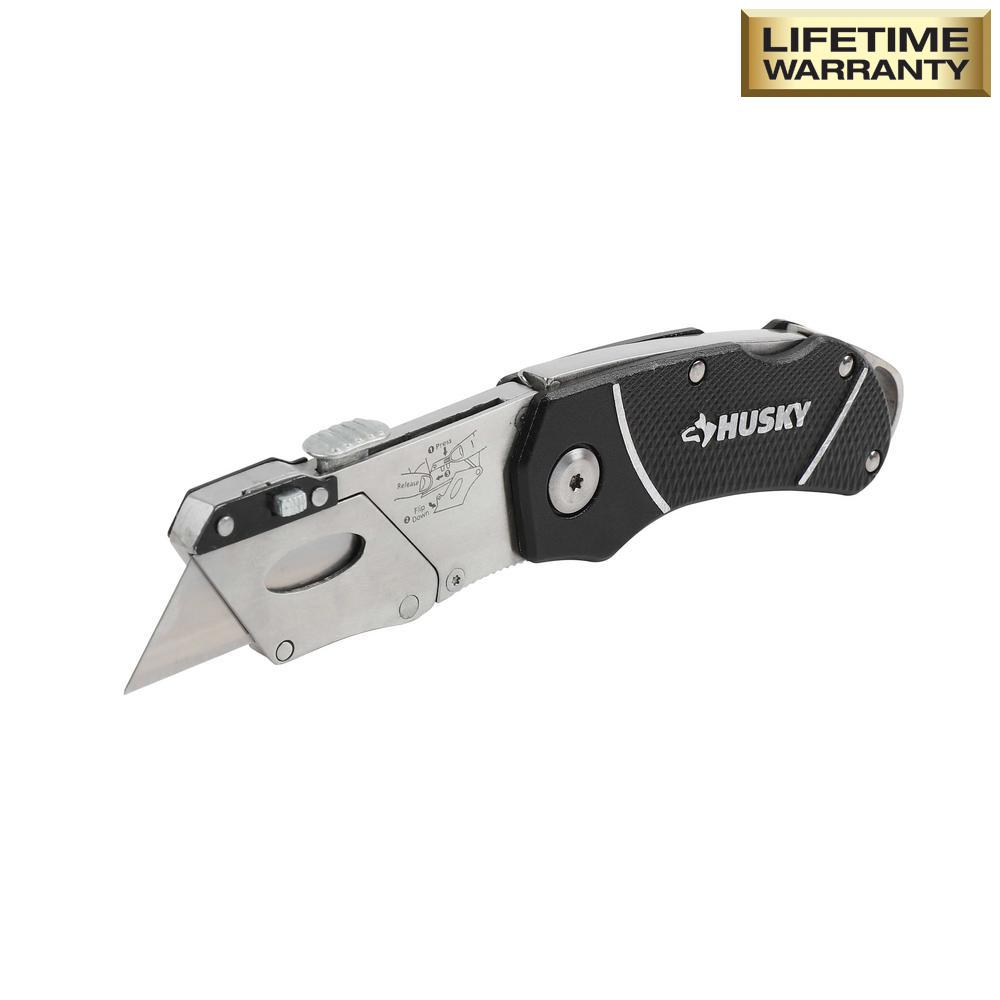 Husky 4.5 in. Folding Retractable LockBack Utility Knife97212 The