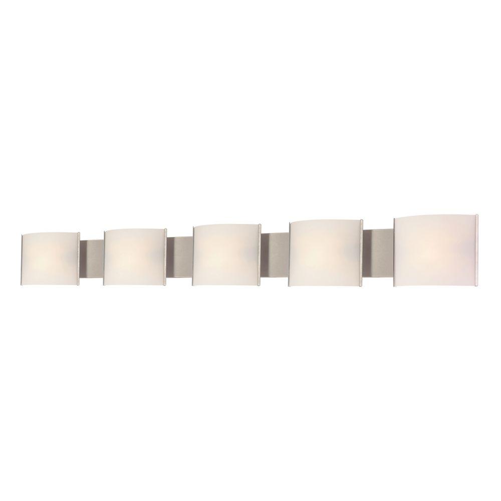 Titan Lighting Pannelli 5 Light Stainless Steel And Hand Moulded White Opal Glass Vanity